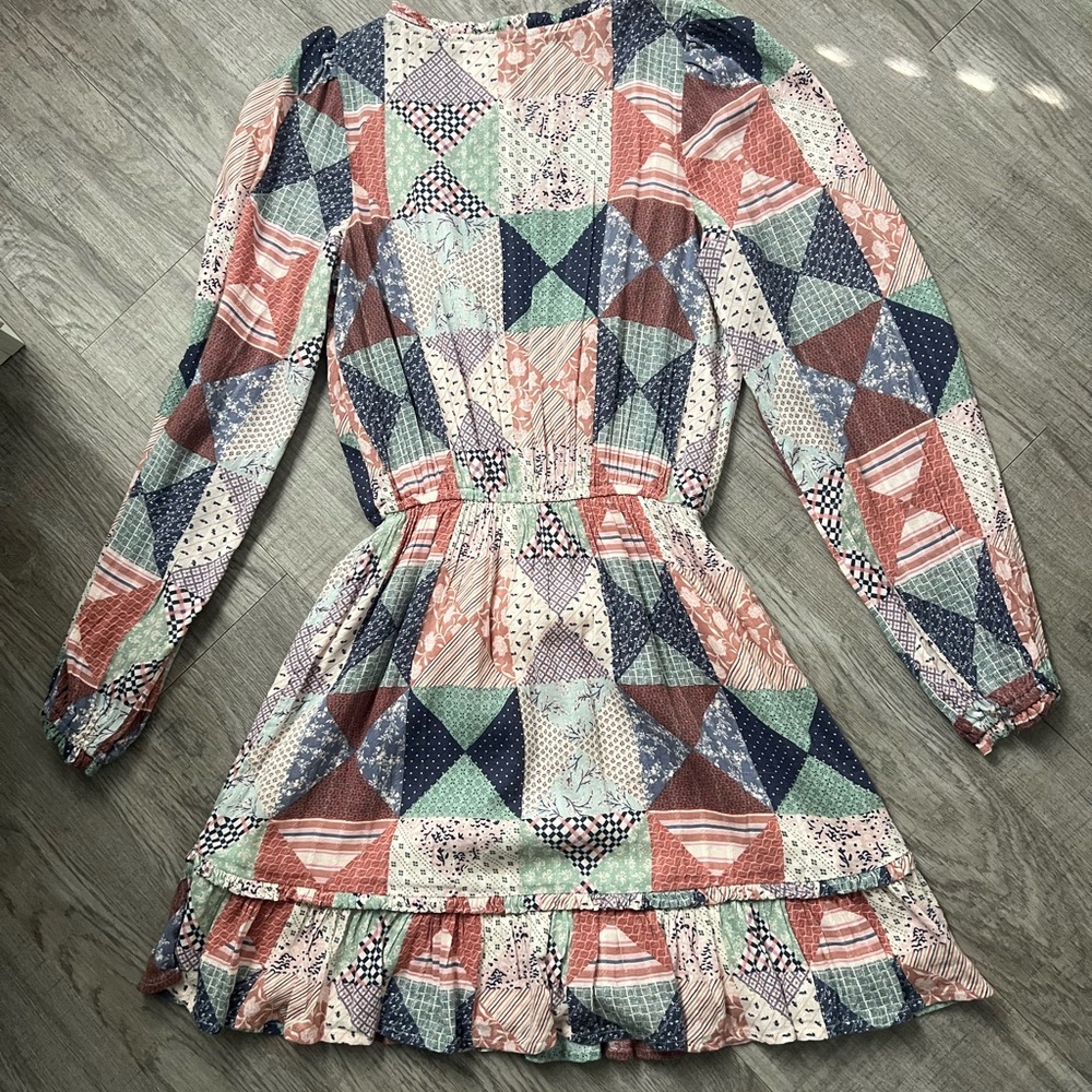 American Eagle Patchwork Dress with Mixed Colors … - image 2